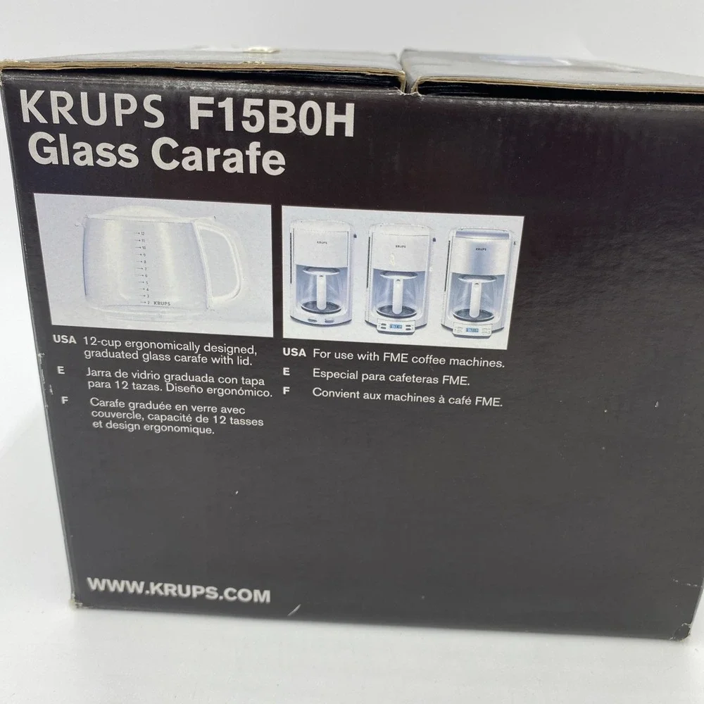 Krups Unisex 12-Cup Glass Carafe White F15B0H Replacement FME Coffee Maker Pot